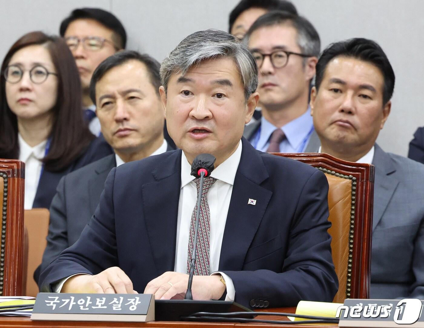 본문 이미지 - 조태용 국가안보실장이 7일 서울 여의도 국회에서 열린 운영위원회의 대통령비서실 등에 대한 국정감사에서 의원들의 질의에 답변하고 있다. 2023.11.7/뉴스1 ⓒ News1 송원영 기자