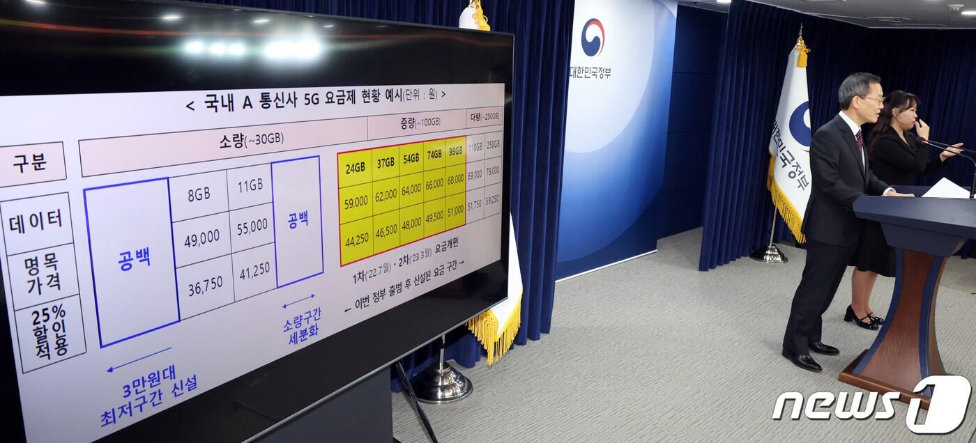 본문 이미지 - 이종호 과학기술정보통신부 장관이 지난해 11월 정부서울청사에서 '통신비 부담 완화 방안' 관련 브리핑을 하는 모습. /뉴스1DB ⓒ News1 김명섭 기자