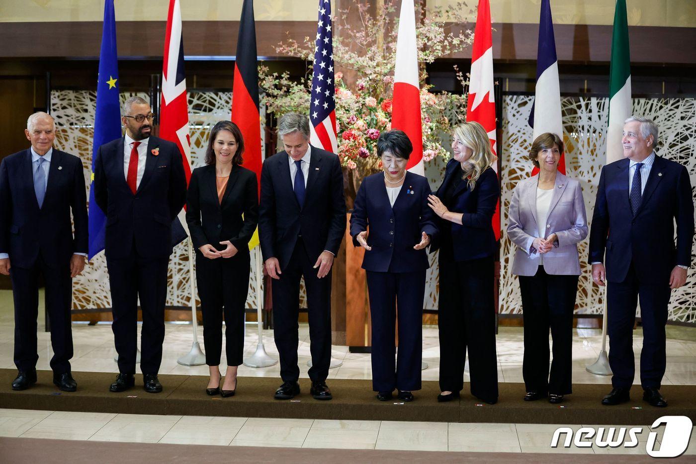 본문 이미지 - 지난 8일(현지시간) 도쿄에서 개최된 G7 외교장관 회의. 2023.11.9 ⓒ AFP=뉴스1 ⓒ News1 우동명 기자