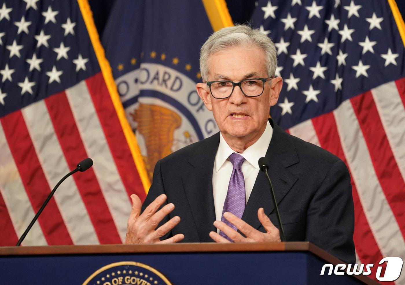 본문 이미지 - 제롬 파월 연방준비제도(연준·Fed) 의장이 13일(현지시간) 워싱턴 연준에서 기준금리를 3연속 동결한 FOMC 직후 기자회견을 갖고 “금리 인상은 충분히 했다고 생각하게 한다. 다음 문제는 금리 인하 시기”라고 밝히고 있다. 2023.12.14 ⓒ 로이터=뉴스1 ⓒ News1 우동명 기자