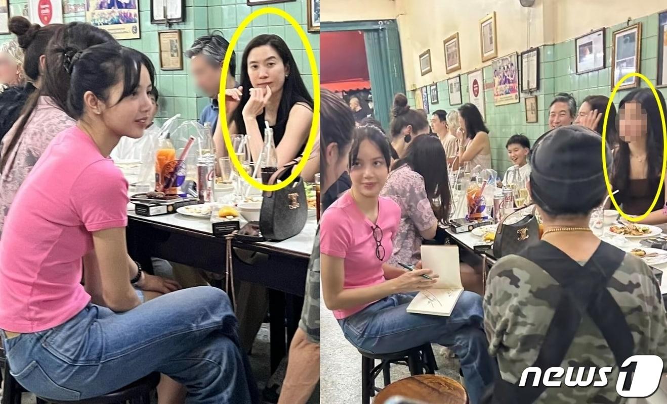 본문 이미지 - 블랙핑크 리사와 같은 테이블에 앉아있는 임세령 대상그룹 부회장(왼쪽)과 딸 이원주씨. (쩨파이 SNS, 온라인 커뮤니티 갈무리)