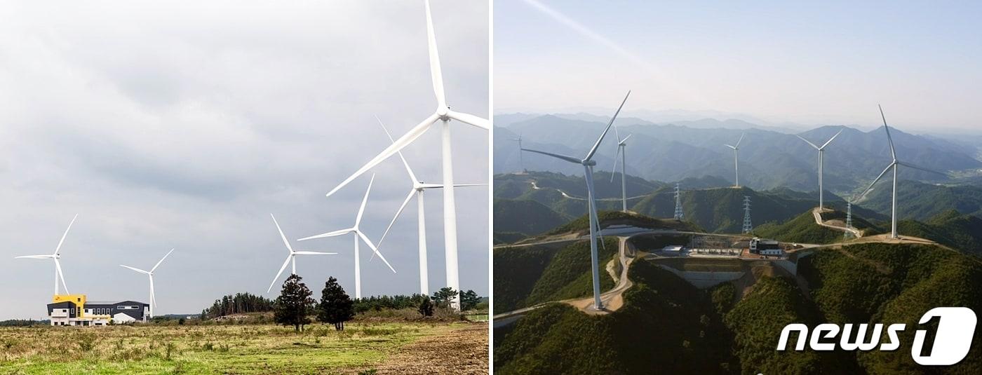SK디앤디가 보유·운영 중인 제주 가시리와 울진 현종산 풍력발전소(회사 제공).