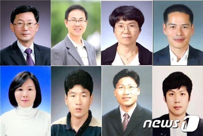본문 이미지 - (윗줄 왼쪽부터) 박강덕 한국치즈과학고 교장, 박제원 전주완산고 교사, 김상숙 전주신흥중 교사, 황병석 남원초 교장, (아랫쪽 왼쪽부터)이정화 익산시가족센터 선임팀원, 김정현 완주삼우초 교무실무사, 허진용 정읍수성초 교감, 임두진 군산당북초 교사./뉴스1