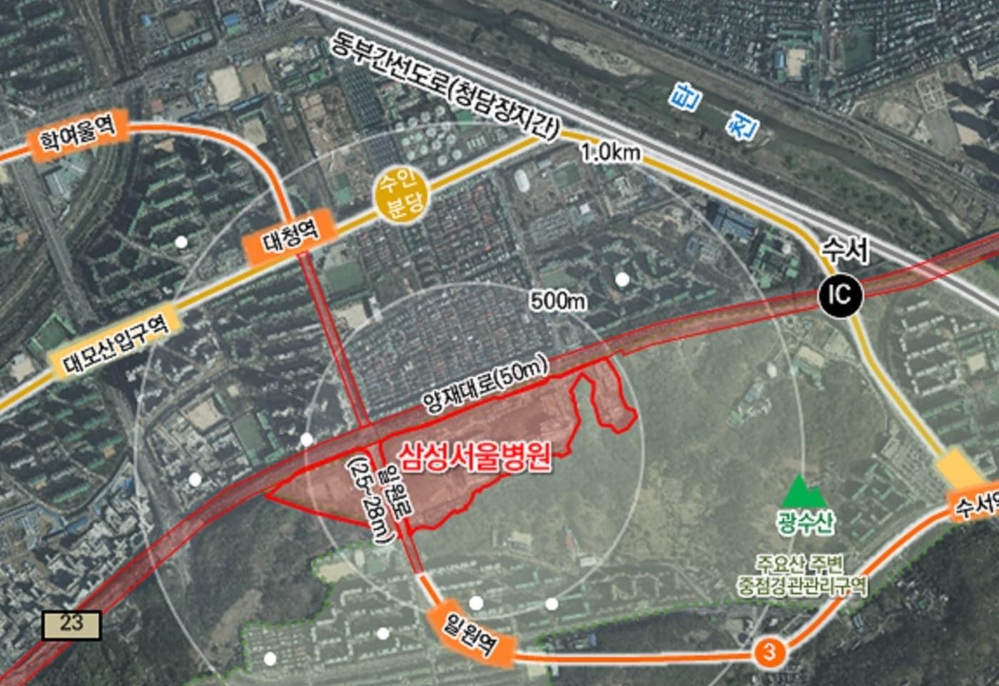 삼성서울병원 위치도(서울시 제공).