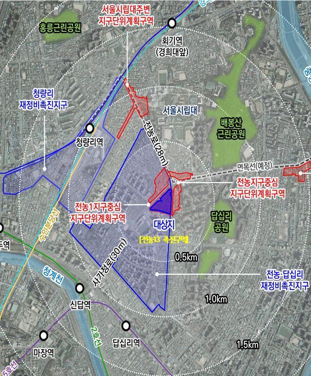 본문 이미지 - 전농13구역 위치도(서울시 제공).