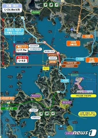 본문 이미지 - 국도5호선 거제~마산 위치도.(서일준 국회의원실 제공)