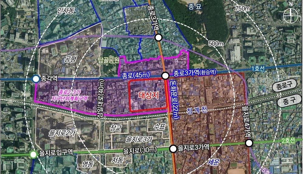 본문 이미지 - 종로구 관수동 107번지 일대 위치도(서울시 제공)