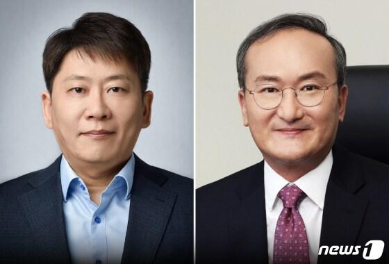 본문 이미지 - 김동명 LG에너지솔루션 CEO(왼쪽)와 이석희 SK온 CEO. ⓒ News1 김지영 디자이너 
