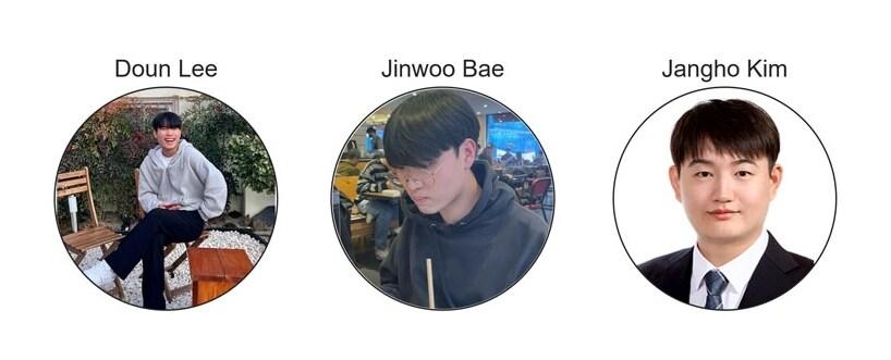 본문 이미지 - 김장호 국민대학교 인공지능학부 교수와 이도윤·배지운 학생(국민대학교 제공) 