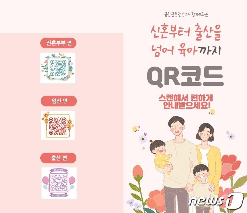 본문 이미지 - 금산군 임신‧출산 정책 QR코드 홍보물. 
