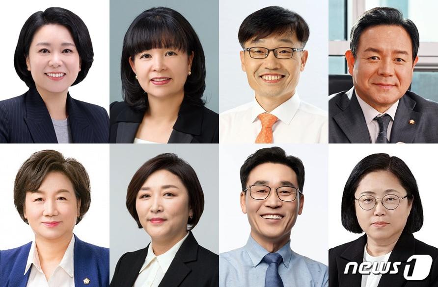 본문 이미지 - 왼쪽 위부터 더불어민주당 김세미가 전 국회 정책비서관, 국민의힘 김인숙 호남사랑 이사장, 진보당 윤민호 전 광주시당위원장, 민주당 이형석 의원, 장영희 민주당 대외협력위원회 부위원장, 전진숙 전 청와대 행정관, 조현환 전 광줜남정치개혁연대 공동대표, 정의당 황순영 북구지역위원장./뉴스1 ⓒ News1 박준배 기자