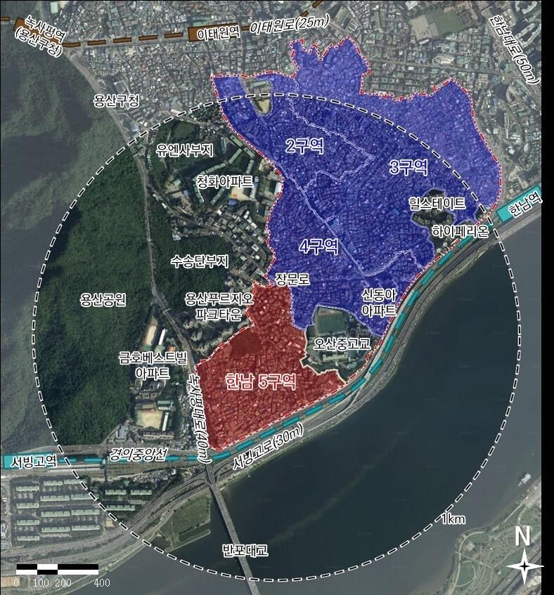 본문 이미지 - 한남5구역 위치도(서울시 제공).