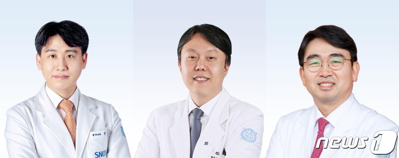 (왼쪽부터)분당서울대병원 심장혈관흉부외과 전재현 교수, 서울특별시보라매병원 흉부외과 성용원 교수, 분당서울대병원 심장혈관흉부외과 김관민 교수. (분당서울대병원 제공)