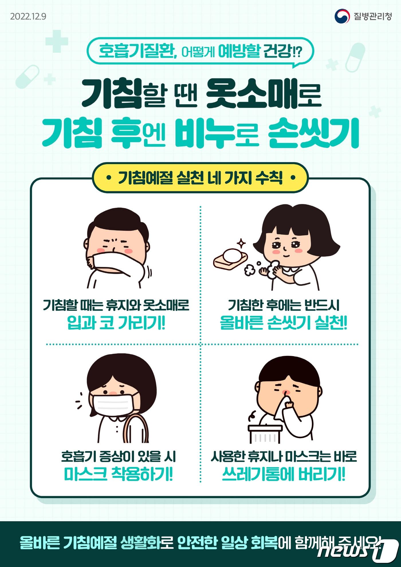 본문 이미지 - 호흡기질환 예방 기침 예절 안내 포스터.(광주시 제공)/뉴스1 