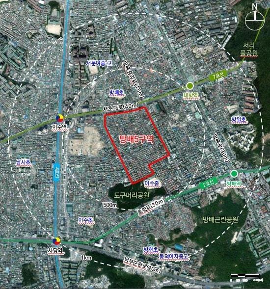 본문 이미지 - 방배5구역 위치도(서울시 제공).
