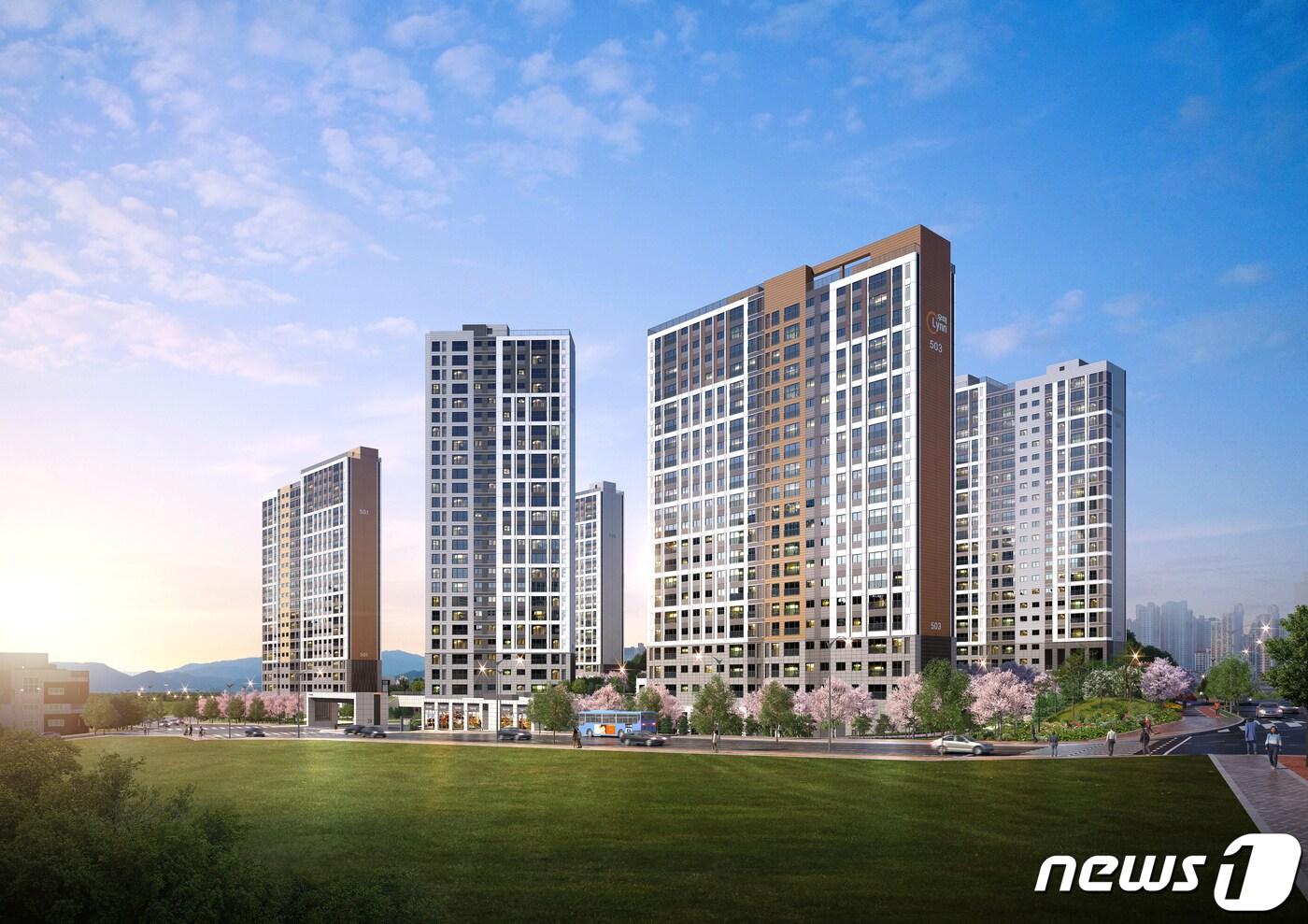 우미건설의 파주 운정신도시 우미린 파크힐스 투시도.