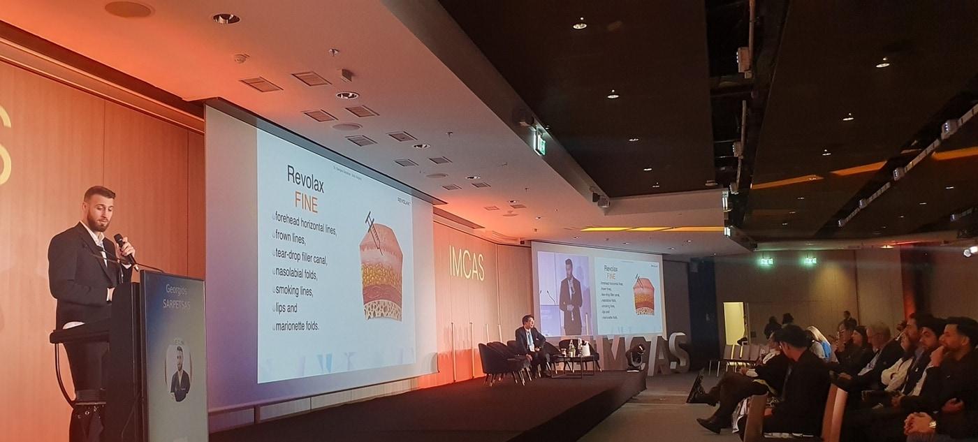 본문 이미지 - 휴젤이 'IMCAS World Congress 2023'에서 HA 필러 '레볼렉스'(국내 제품명 더채움) 단독 심포지엄을 개최했다.(휴젠 제공) 
