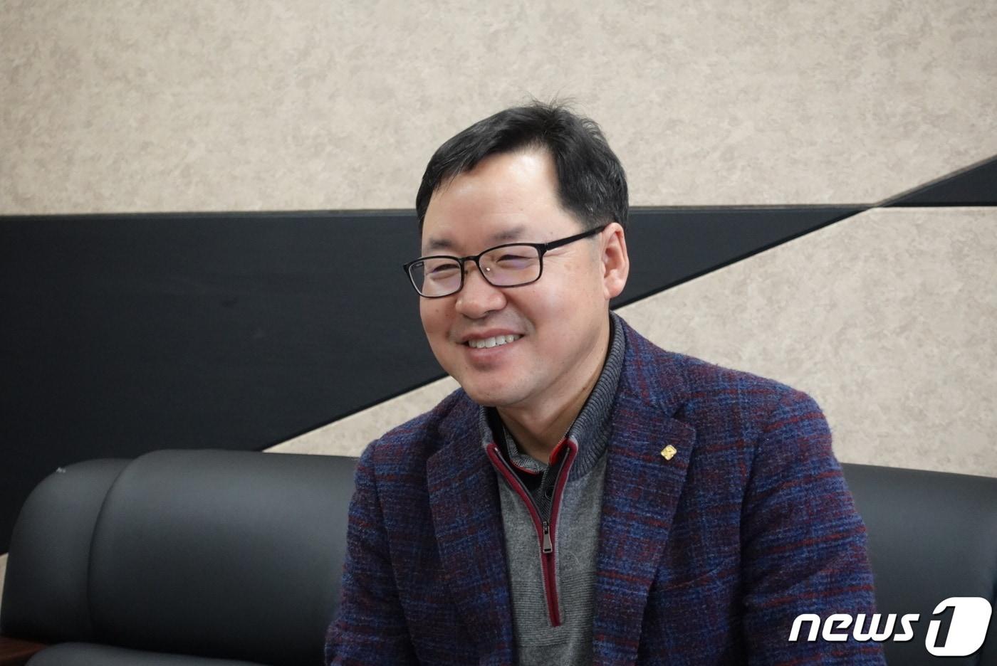 정점규 젠바디 대표이사가 2월1일 천안 본사에서 <뉴스1>과 인터뷰를 진행했다.