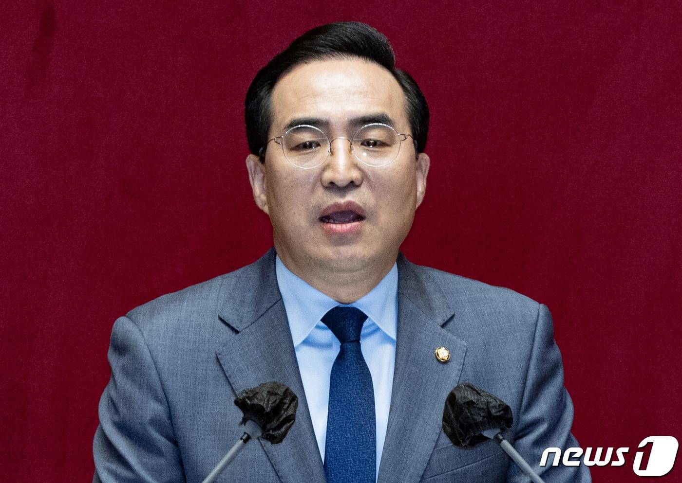 박홍근 더불어민주당 원내대표가 13일 오전 서울 여의도 국회에서 열린 제403회 국회&#40;임시회&#41; 재5차 본회의에서 교섭단체 대표연설을 하고 있다. 2023.2.13/뉴스1 ⓒ News1 이재명 기자