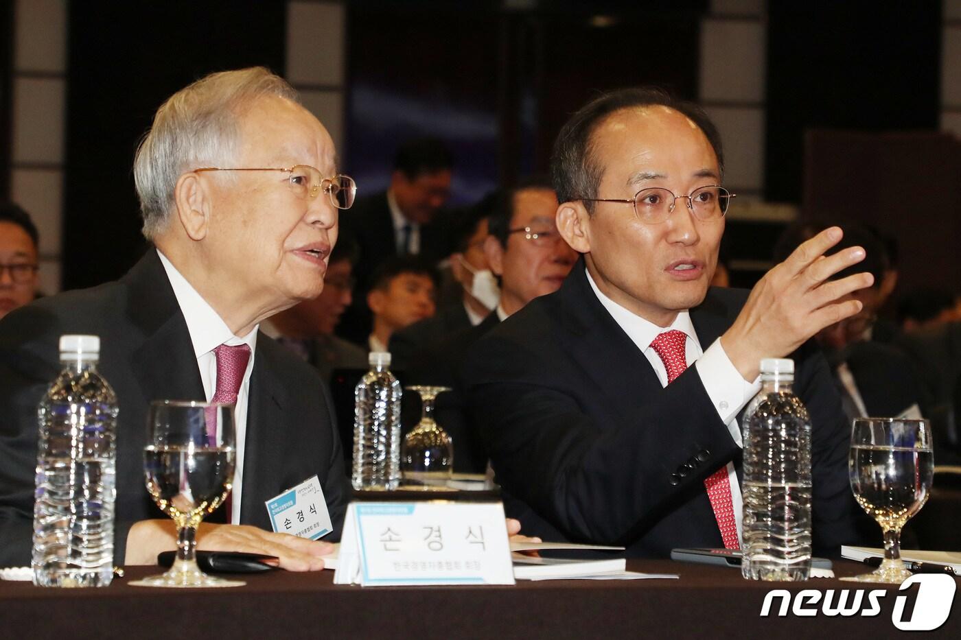 본문 이미지 - 추경호 국민의힘 원내대표와 손경식 한국경영자총협회 회장/뉴스1 ⓒ News1 조태형 기자