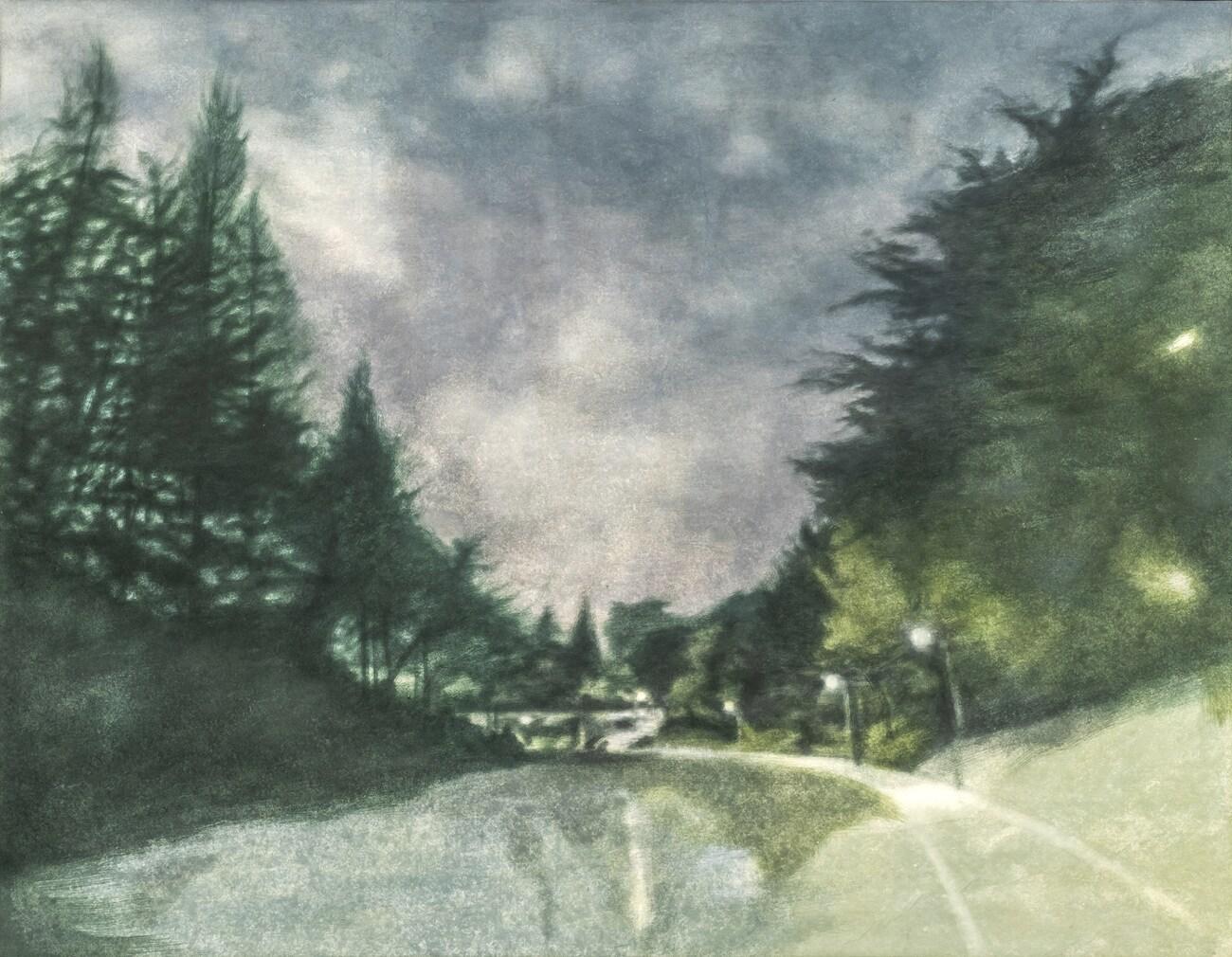 본문 이미지 - 박춘화, 길을 가는 동안, 91x116.5cm, 장지에 아크릴, 2022 (성남문화재단 제공) 