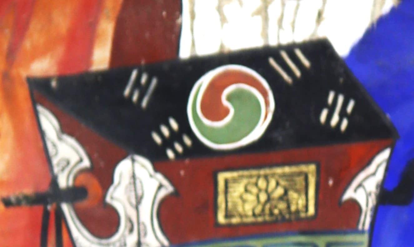 본문 이미지 - 전북 남원 선원사 명부전의 탱화에서 발견된 태극기(제공 조계종 총무원)