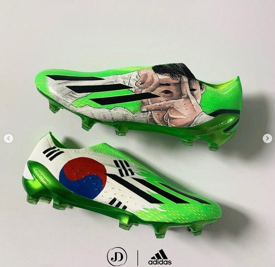 본문 이미지 - 조던 도슨이 제작한 손흥민의 축구화 (조던 도슨 SNS 캡처)