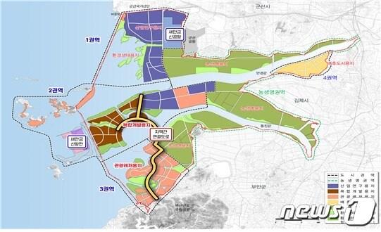 본문 이미지 - 새만금 지역 간 연결도로 위치도.(새만금개발청 제공)/뉴스1