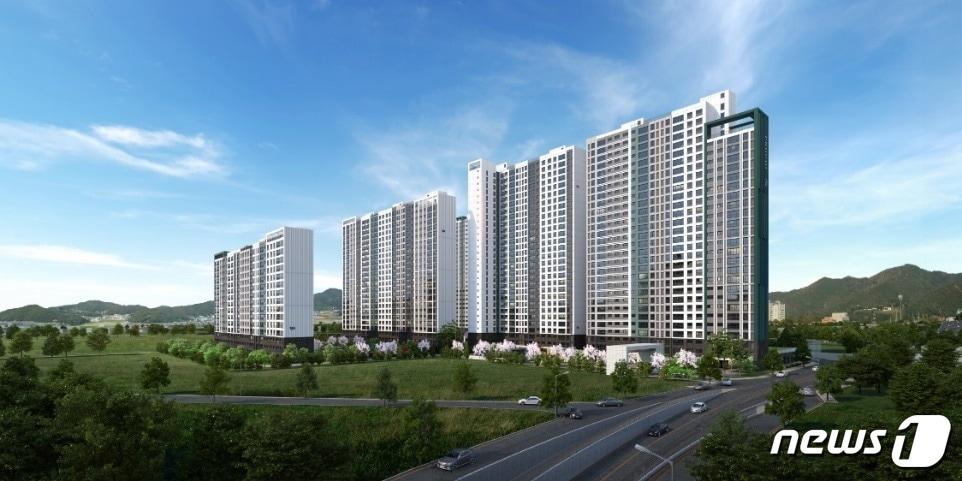본문 이미지 - 전북 정읍시에 첫 1군 브랜드 아파트인 ‘정읍 푸르지오 더 퍼스트’ 견본주택이 10일 개관하고 본격적인 분양에 나섰다.. 정읍 푸르지오 더 퍼스트 투시도(정읍 푸르지오 제공)2023.3.13/뉴스1 