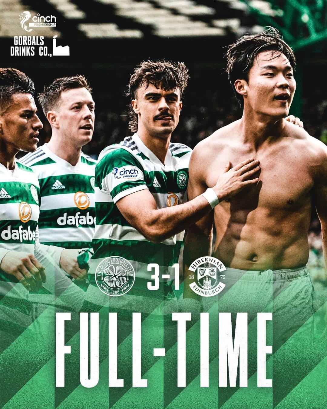 본문 이미지 - 셀틱이 오현규의 역전골을 앞세워 3-1로 이겼다.(셀틱 SNS 캡처) 