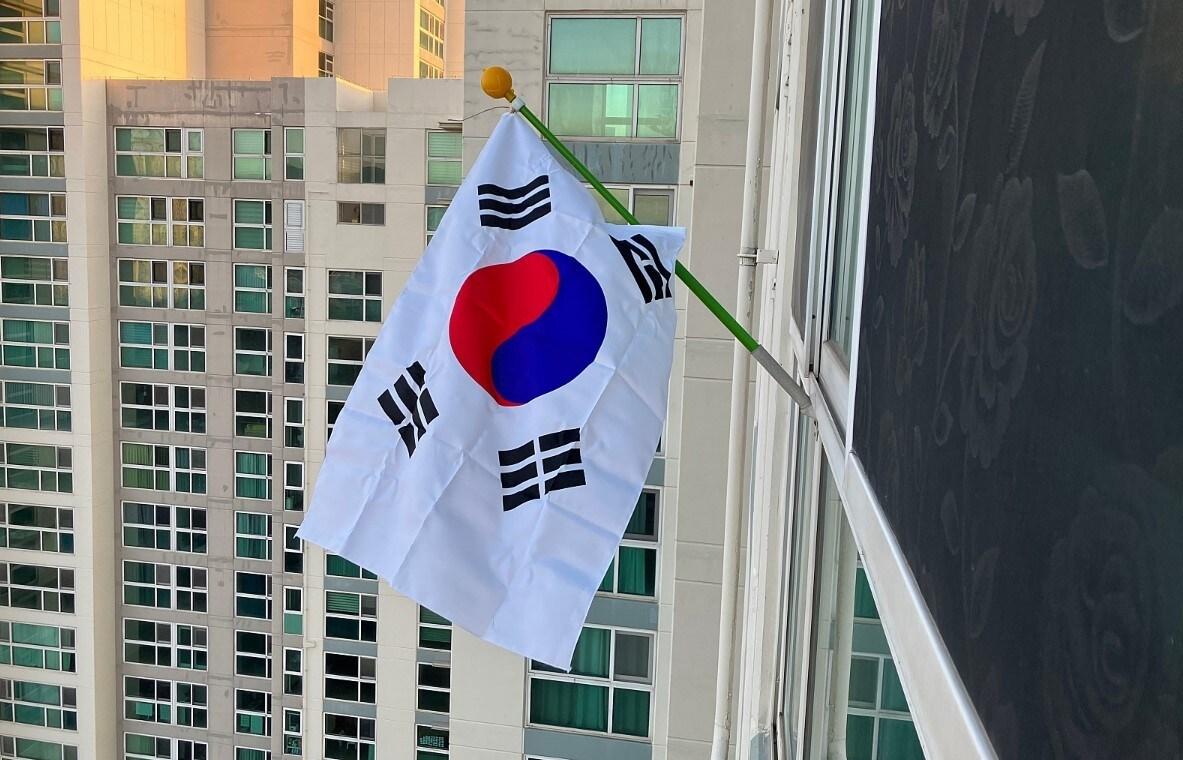 본문 이미지 -  2일 오전 세종 지역 온라인 커뮤니티에 올라온 태극기 사진. (온라인커뮤니티 캡처) / 뉴스1