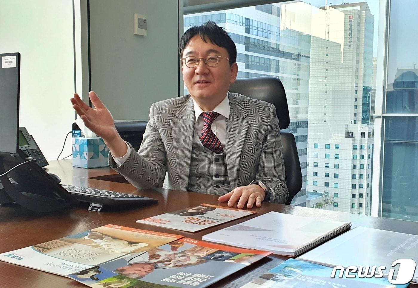 박성준 한국조에티스 대표가 16일 서울 강남구 조에티스 본사에서 뉴스1와 인터뷰를 하고 있다. ⓒ 뉴스1 최서윤 기자