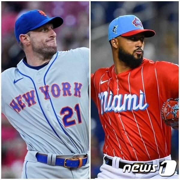 본문 이미지 - MLB 개막전에서 맞붙는 슈어저(왼쪽)와 알칸타라.ⓒ AFP=뉴스1 