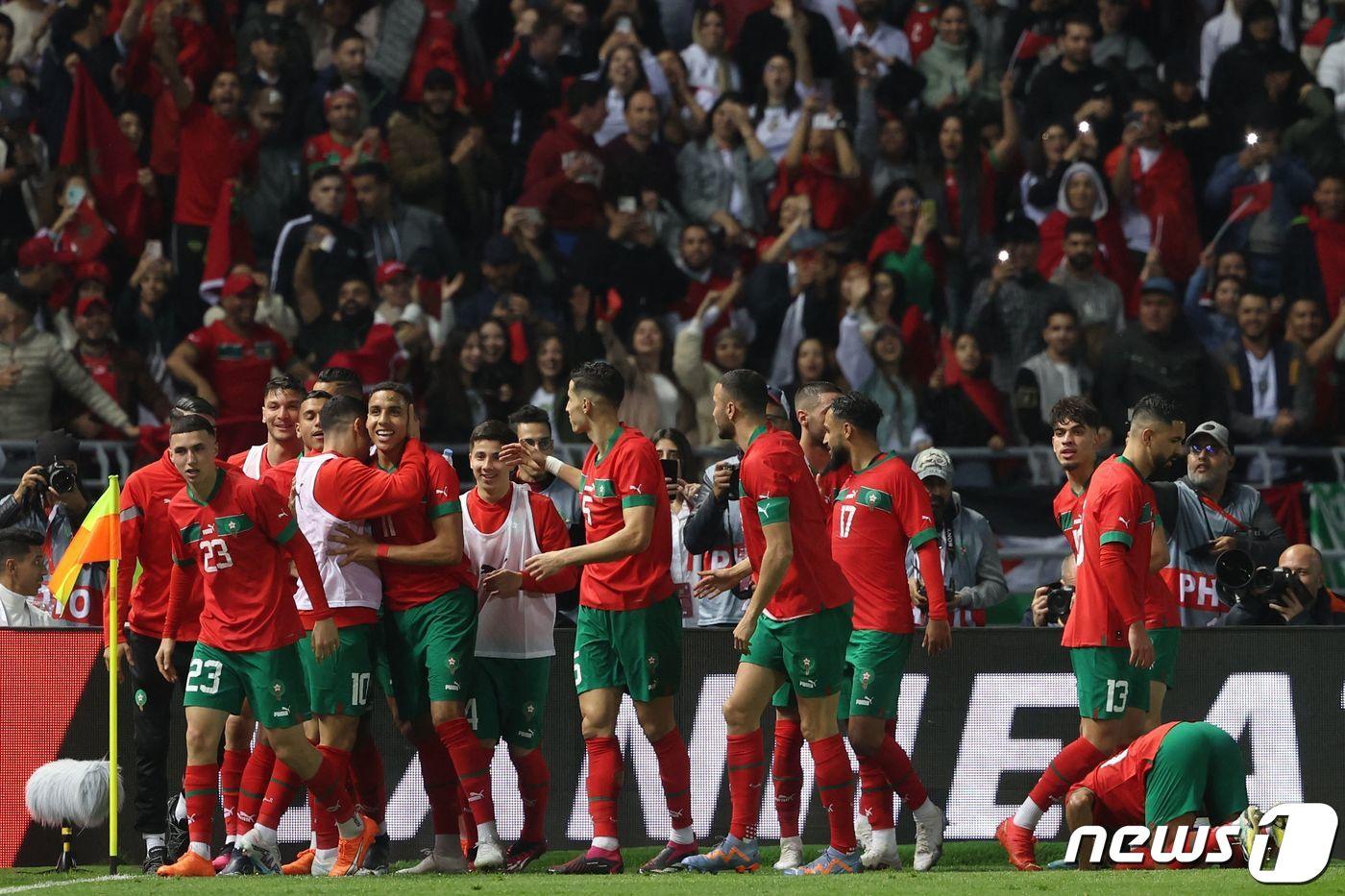 브라질을 제압한 모로코 ⓒ AFP=뉴스1