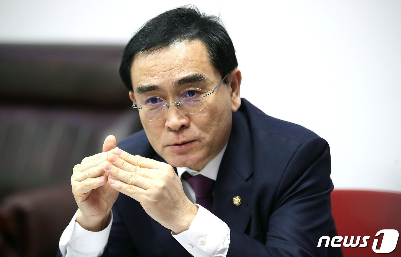 본문 이미지 - 태영호 국민의힘 의원이 29일 오후 서울 영등포구 여의도 국회 의원회관에서 뉴스1과 인터뷰를 갖고 있다. 2023.3.29/뉴스1 ⓒ News1 임세영 기자