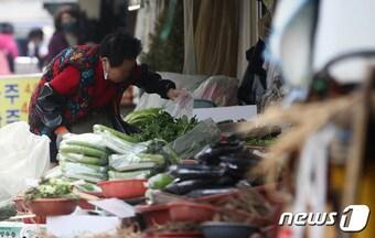 본문 이미지 - 서울 동대문구 경동시장에서 상인이 장사를 하고 있다. ⓒ News1 김민지 기자
