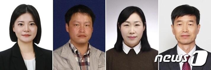 본문 이미지 -  왼쪽부터 충북괴산증평교육지원청 친절공무원에 선정된 정유정·윤진 주무관과 김영화 교무실무사, 청렴공무원에 선정된 장유진 청천초 교감.(괴산증평교육지원청 제공) 뉴스1