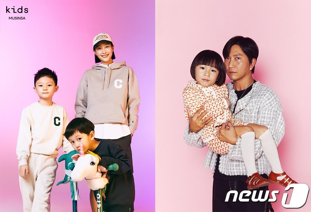 본문 이미지 - 무신사 키즈 1주년 캠페인에서 공개한 셀럽 패밀리룩 화보(무신사키즈제공)