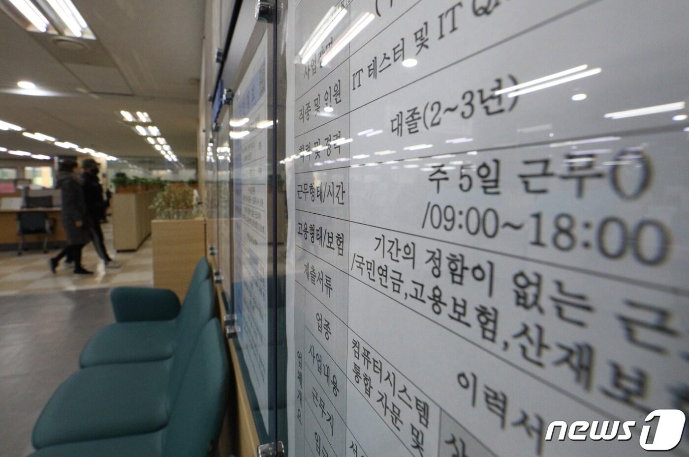 본문 이미지 - 서울 중구 고용복지플러스센터에 붙은 취업 공고 2023.3.6/뉴스1 ⓒ News1 신웅수 기자
