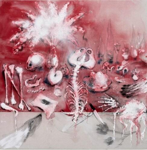 본문 이미지 -  미구엘 바르셀로, 작은 동물(La petite b&ecirc;te), 2021. 캔버스에 혼합매체, 235 x 235 cm (92.52 x 92.52 in). 사진: Charles Duprat (타데우스 로팍 서울 제공)