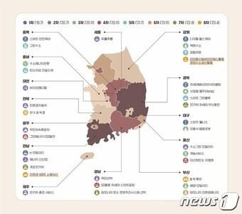 본문 이미지 - 규제자유특구 지정현황(안) (중기부 제공)
