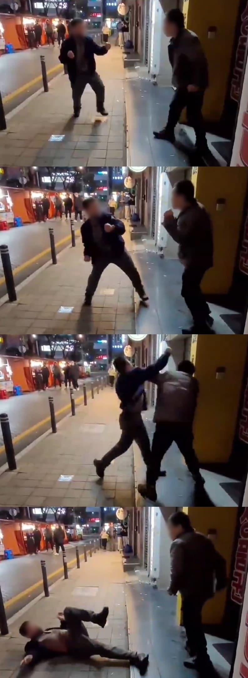 본문 이미지 - 부산 서면역 인근에서 일어난 길거리 싸움. (온라인 커뮤니티 갈무리)