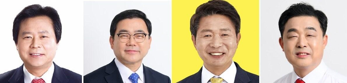 본문 이미지 - 강기윤 의원, 허성무 전 창원시장, 여영국 정의당 경남도당위원장, 김영곤 진보당 성산구위원장(왼쪽부터).