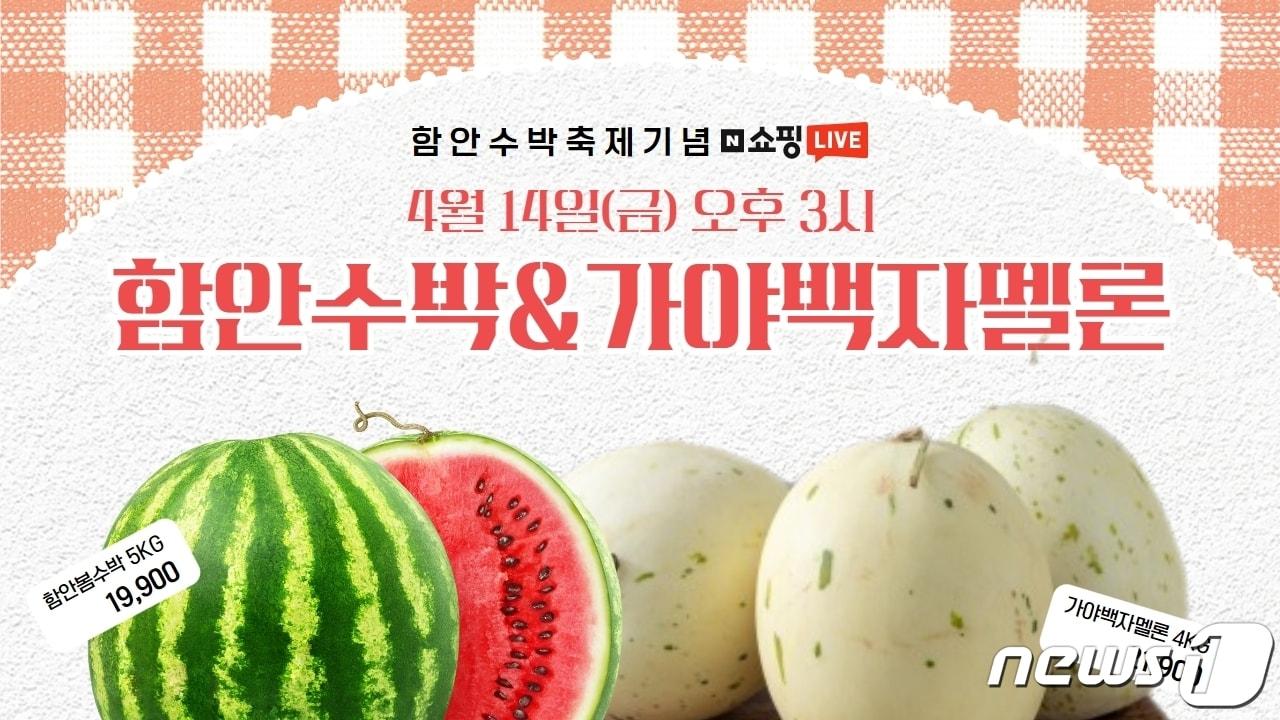 본문 이미지 - 함안군은 오는 14일 오후 3시 네이버쇼핑 라이브커머스를 통해 함안수박 및 가야백자멜론 판매에 나선다.(함안군 제공)