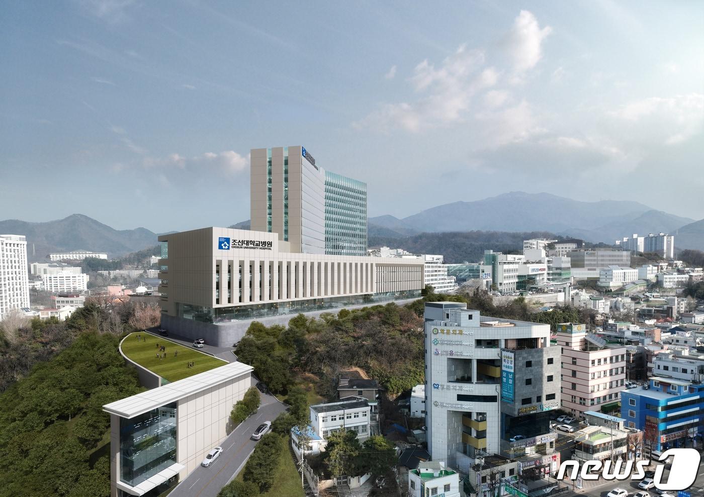 조선대학교병원이 14일 개원 52주년 비전선포식을 열고 2028년 건립 예정인 스마트 새병원 조감도를 공개했다.(조선대병원 제공) 2023.4.14/뉴스1 ⓒ News1