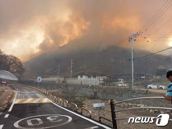 본문 이미지 - 2일 오후 3시를 기해 충남 금산군 복수면 지량리 일원 산불에 대해 '산불 1단계'가 발령됐다.