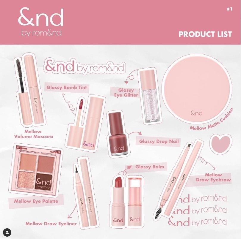 본문 이미지 - 한국 화장품 브랜드 '롬앤(rom&nd)'이 일본의 편의점 브랜드 '로손'과 공동 개발한 화장품 라인. (출처 : 롬앤 재팬 인스타그램)