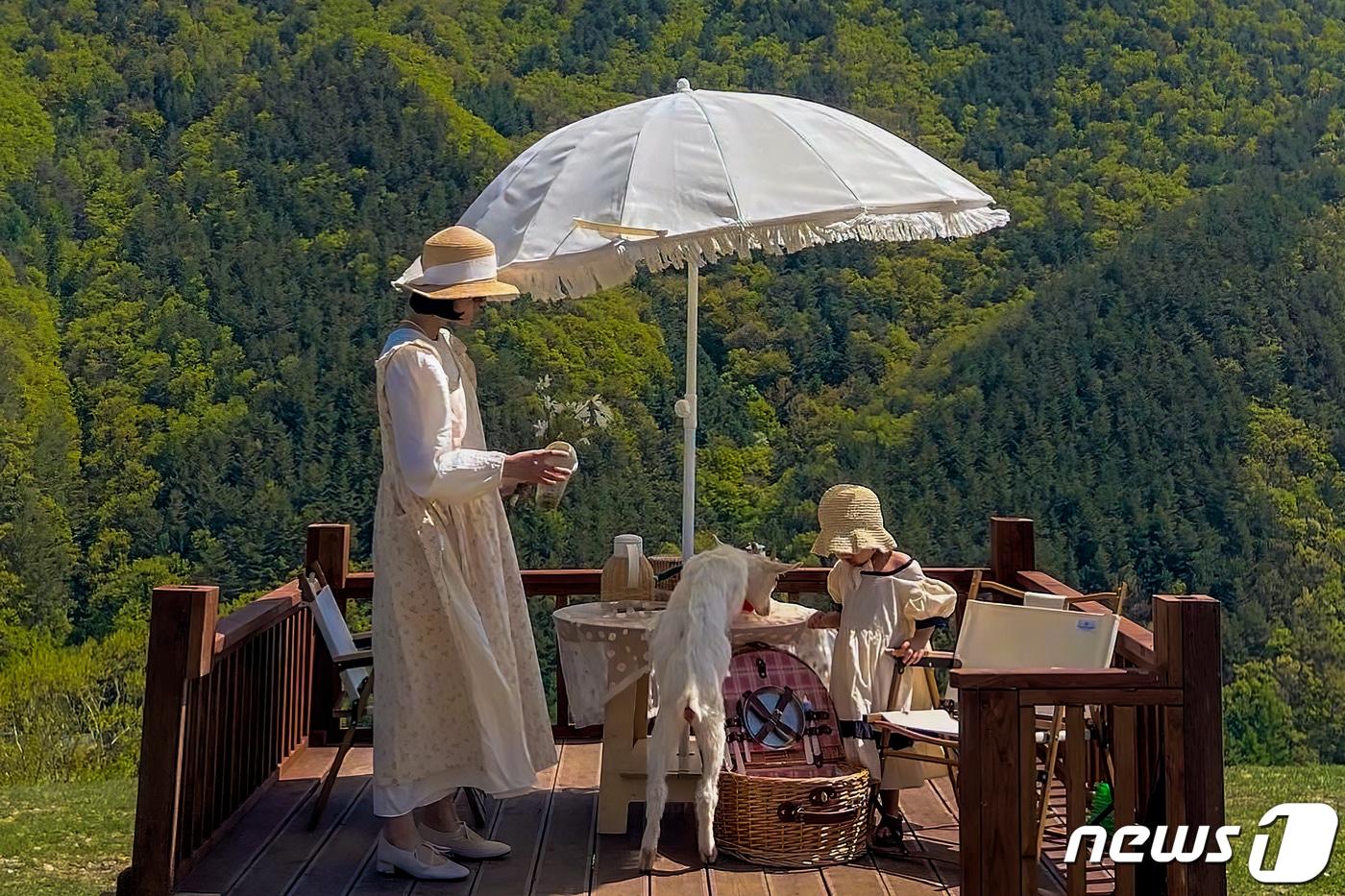 장비와 소품을 빌려 피크닉을 즐길 수 있다(몽토랑 산양목장 제공)