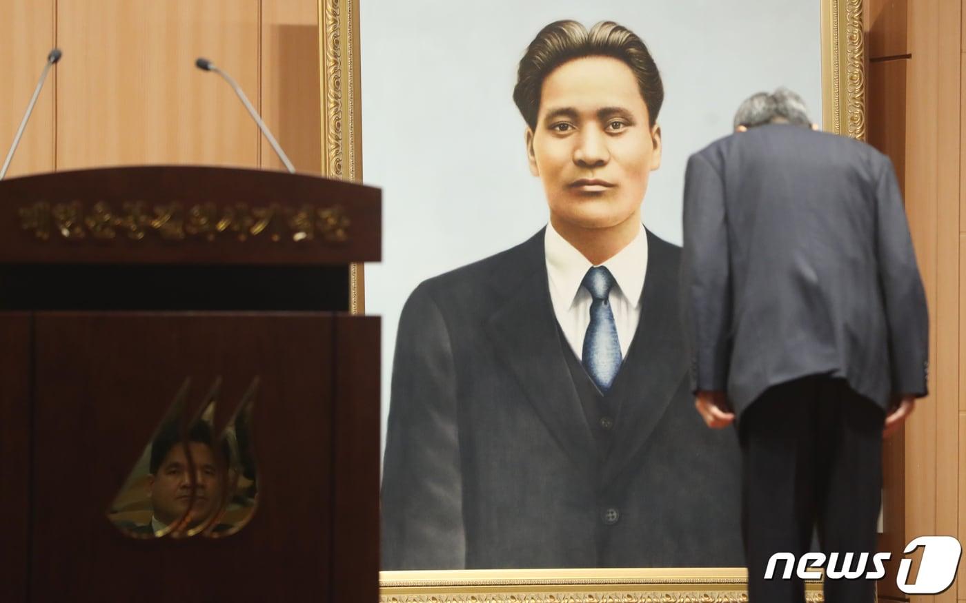 29일 서울 서초구 소재 매헌윤봉길의사기념관에서 윤봉길 의사의 중국 '상하이(上海) 의거' 제91주년 기념식이 거행되고 있다. 2023.4.29/뉴스1 ⓒ News1 허경 기자