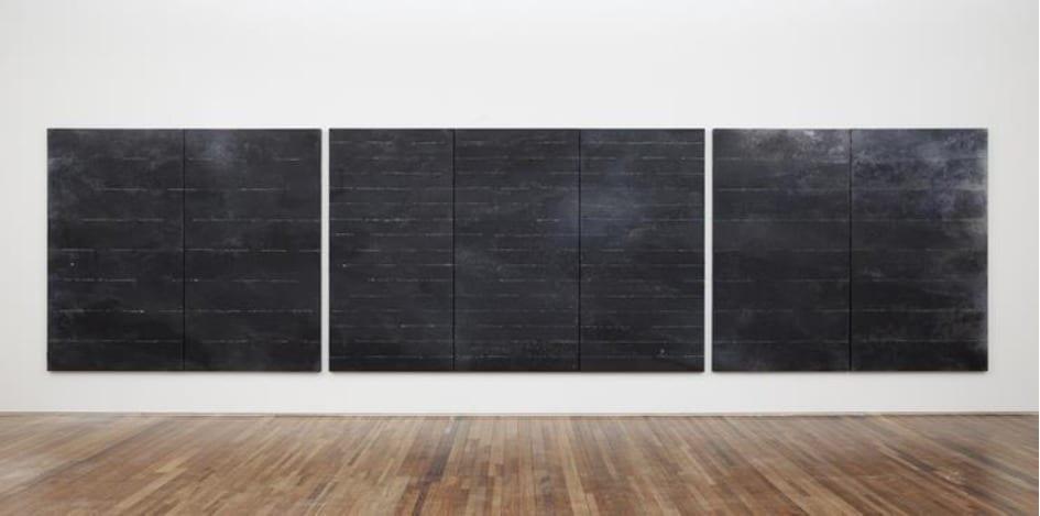 본문 이미지 - 보킴, 창밖에 어둠이 내리면(When light is put away), 2023, 한지-모래-아크릴, 180x160 cm, 246x160 cm, 180x160 cm (라흰갤러리 제공) 